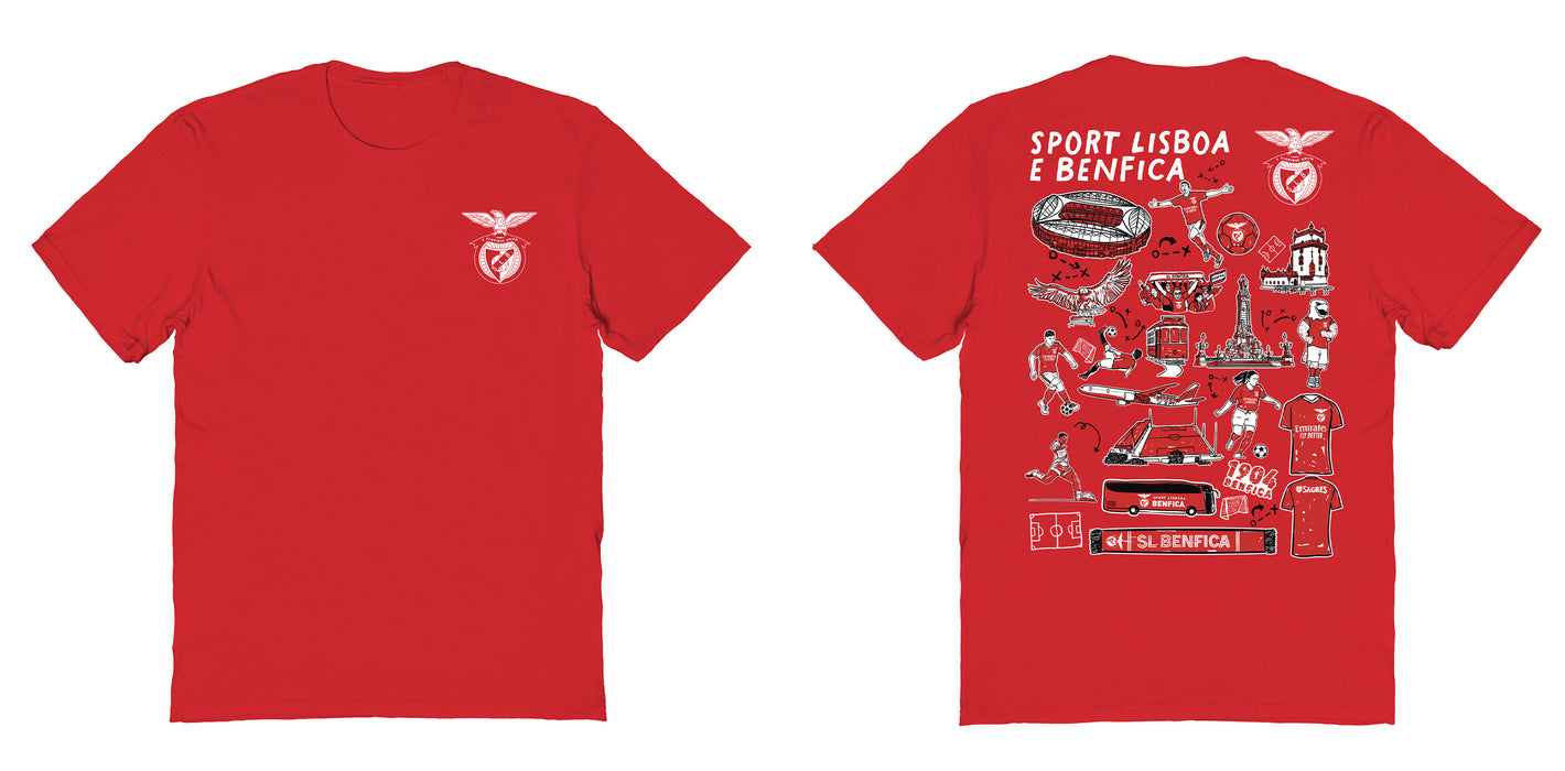 SL Benfica Impressions Artwork Womens Cotton Tshirt - Vive La Fête - Online Apparel Store