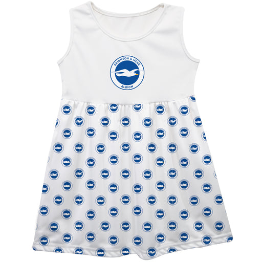 Brighton Repeat Print White Girls Sleeveless Tank Dress