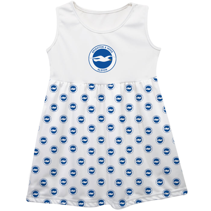 Brighton Repeat Print White Girls Sleeveless Tank Dress