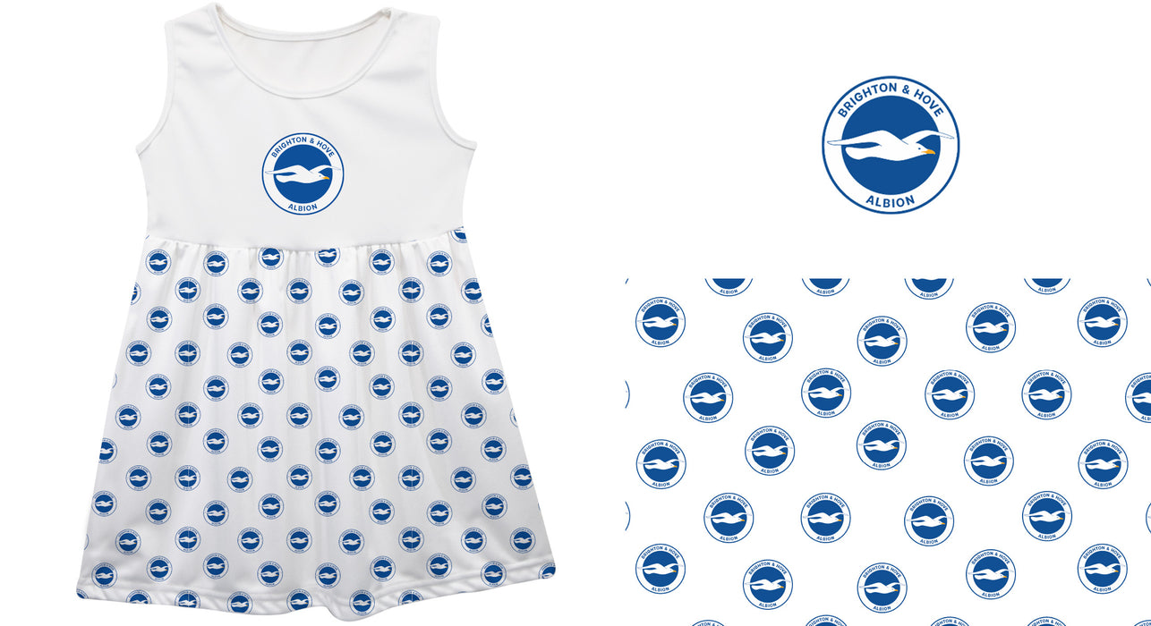 Brighton Repeat Print White Girls Sleeveless Tank Dress - Vive La Fête - Online Apparel Store