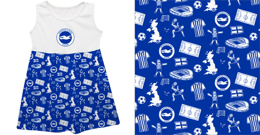 Brighton Repeat Print Hand Sketched Impressions Artwork Royal Girls Sleeveless Tank Dress - Vive La Fête - Online Apparel Store