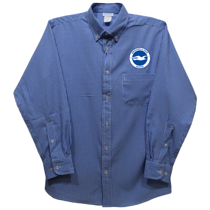 Brighton and Hove Albion Vive La Fete Gingham Button Down Long Sleeve Shirt - Blue