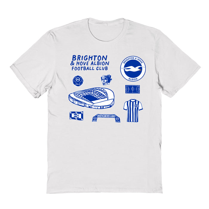 Brighton Impressions Artwork White Youth Cotton T-Shirt