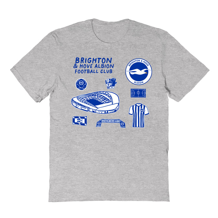 Brighton Impressions Artwork Grey Youth Cotton T-Shirt