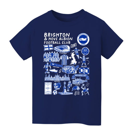 Brighton Front Impressions Artwork Navy Youth Cotton T-Shirt