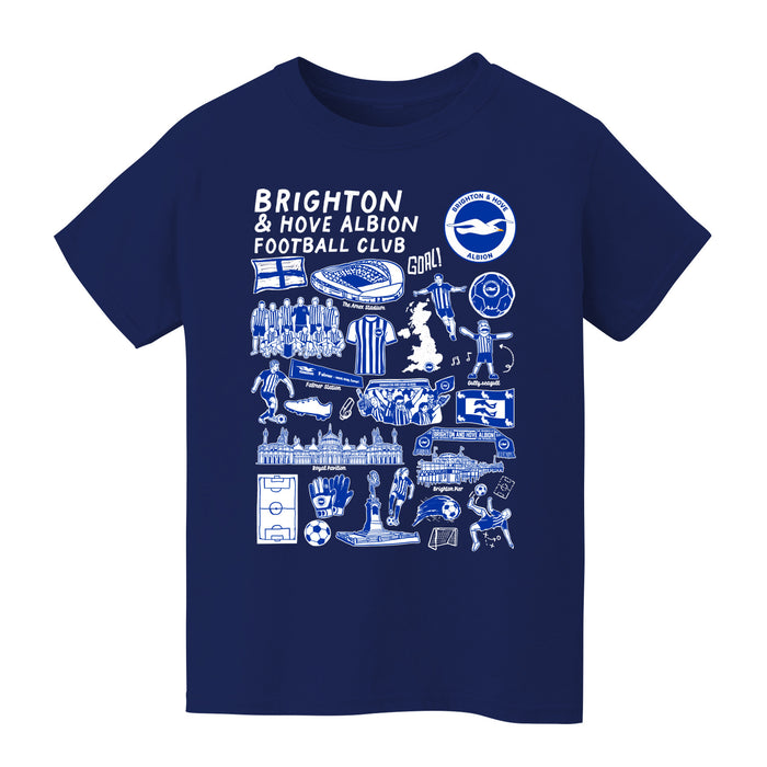 Brighton Front Impressions Artwork Navy Youth Cotton T-Shirt