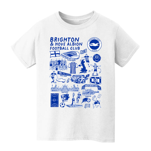 Brighton Front Impressions Artwork White Youth Cotton T-Shirt