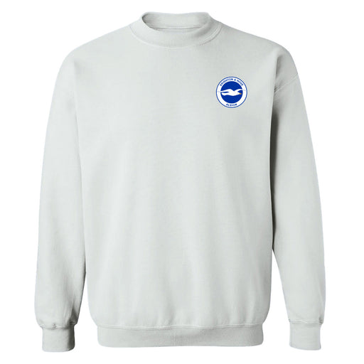 Brighton Womens White Cotton Crewneck Pullover Sweatshirt