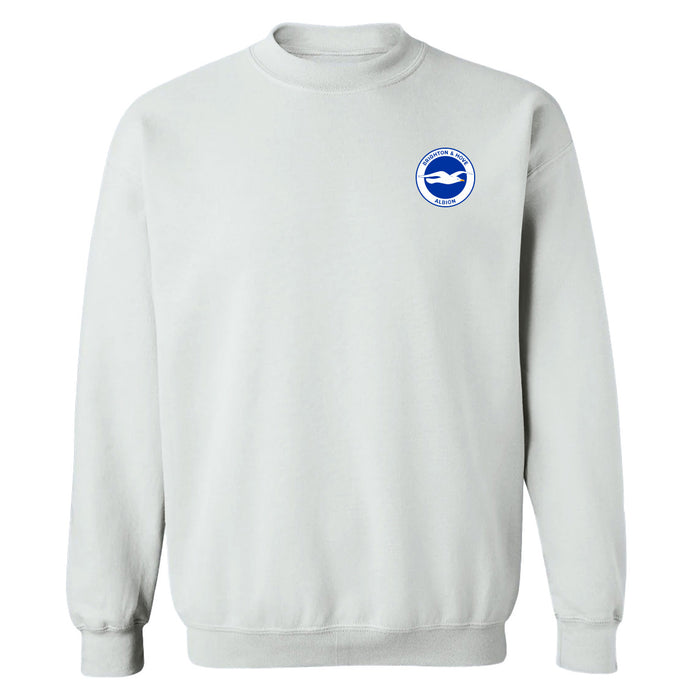 Brighton Womens White Cotton Crewneck Pullover Sweatshirt