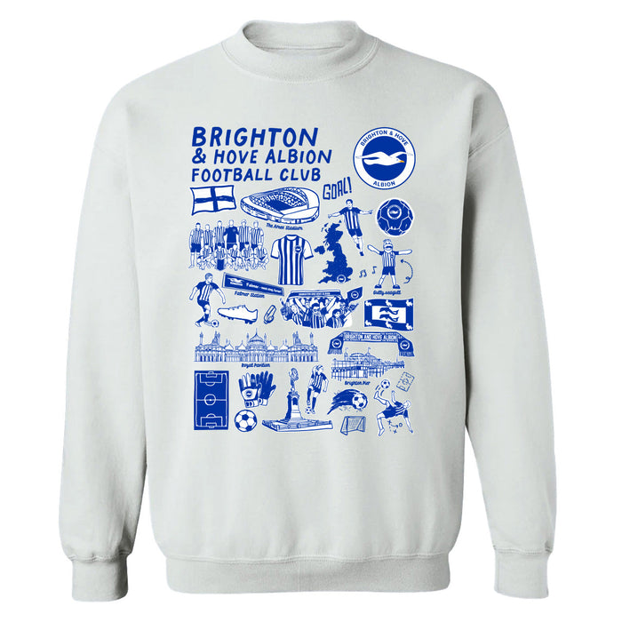 Brighton Womens White Cotton Crewneck Pullover Sweatshirt