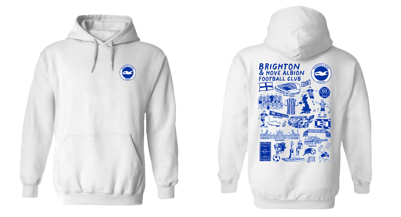 Brighton Womens White Pullover Cotton Hoodie - Vive La Fête - Online Apparel Store