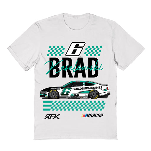 Brad Keselowski Vive La Fete NASCAR Flag Racing Car T-Shirt  - White