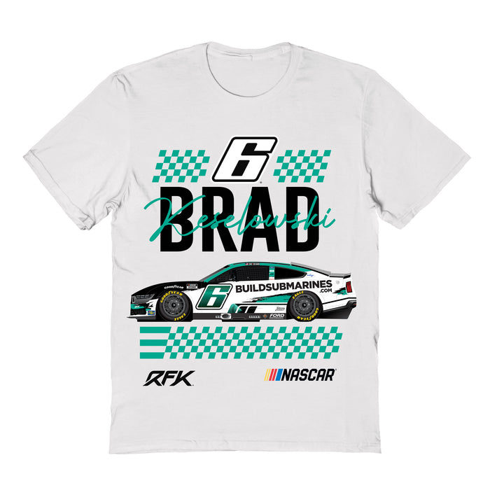 Brad Keselowski Vive La Fete NASCAR Flag Racing Car T-Shirt  - White