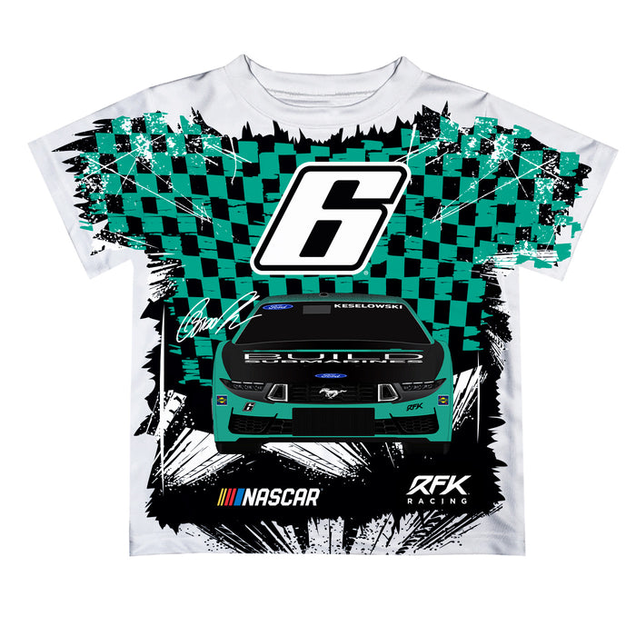 Brad Keselowski Vive La Fete NASCAR Checkered Racing Car T-Shirt - Teal