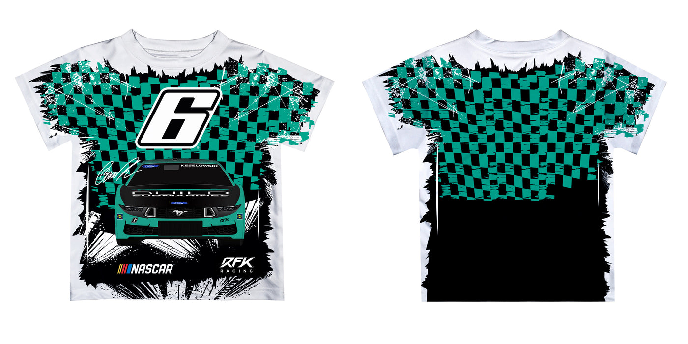 Brad Keselowski Vive La Fete NASCAR Checkered Racing Car T-Shirt - Teal