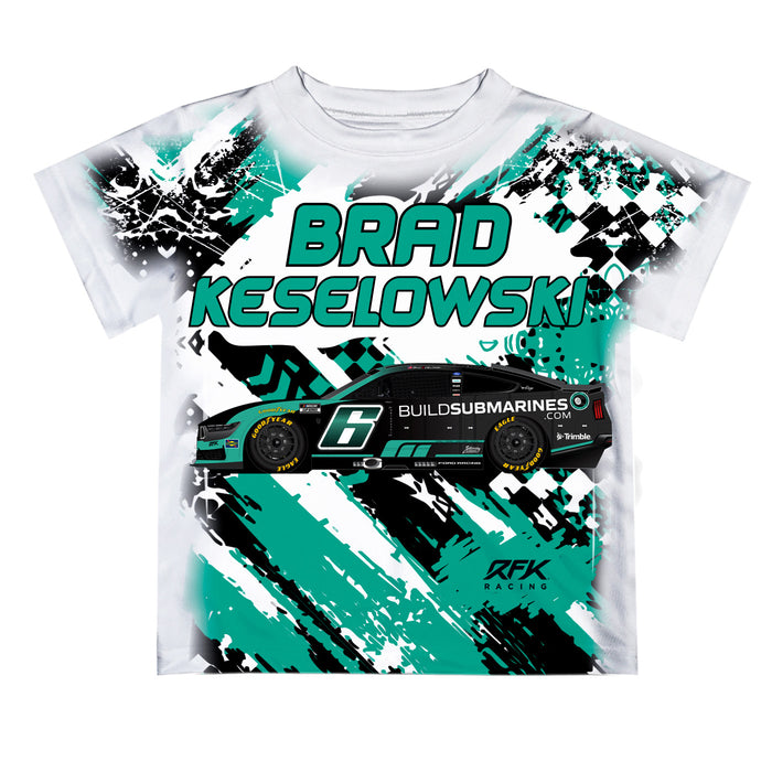 Brad Keselowski Vive La Fete NASCAR Abstract Kids T-Shirt  - Teal