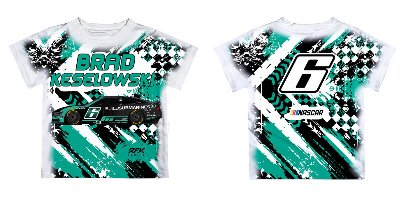 Brad Keselowski Vive La Fete NASCAR Abstract Kids T-Shirt  - Teal