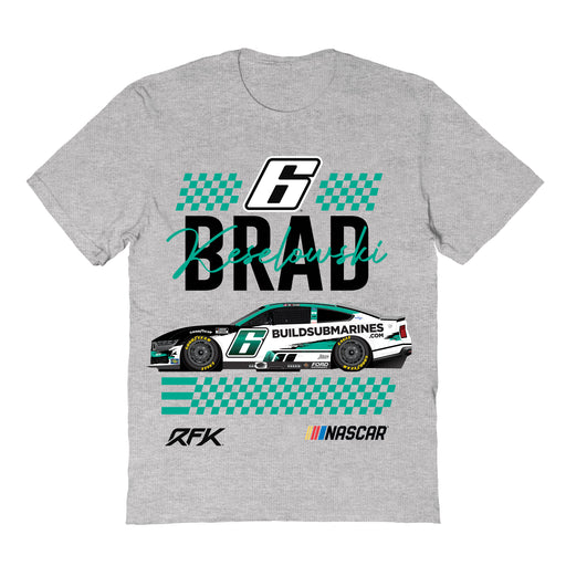 Brad Keselowski NASCAR Name Grid Classic Cotton T-Shirt  - Grey