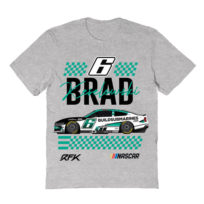Brad Keselowski NASCAR Name Grid Classic Cotton T-Shirt  - Grey