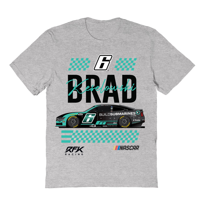 Brad Keselowski NASCAR Name Grid Classic Cotton T-Shirt  - Grey