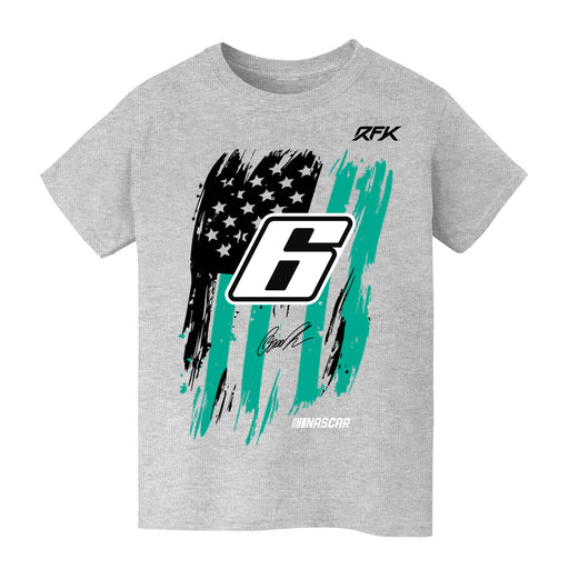 Brad Keselowski NASCAR American Flag Cotton T-Shirt - Grey