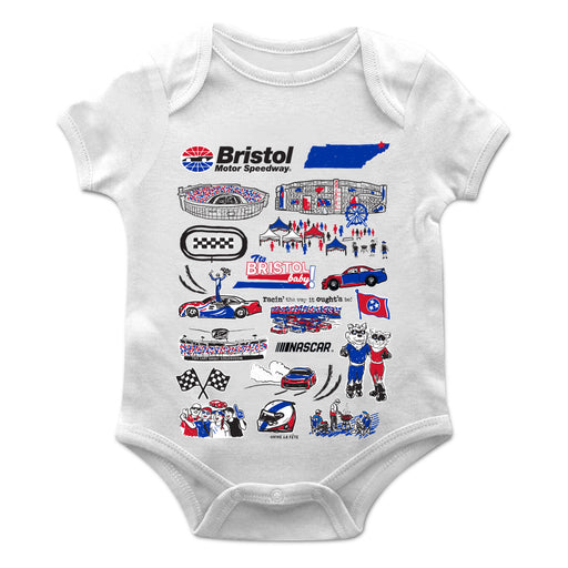 NASCAR Bristol Cotton Short Sleeve Bodysuit Impressions Artwork White