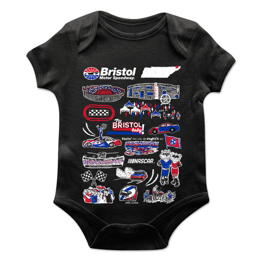 NASCAR Bristol Cotton Short Sleeve Bodysuit Impressions Artwork Black