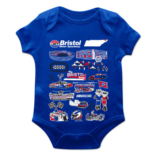 NASCAR Bristol Cotton Short Sleeve Bodysuit Impressions Artwork Royal