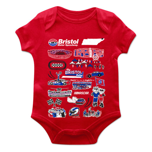 NASCAR Bristol Cotton Short Sleeve Bodysuit Impressions Artwork Red