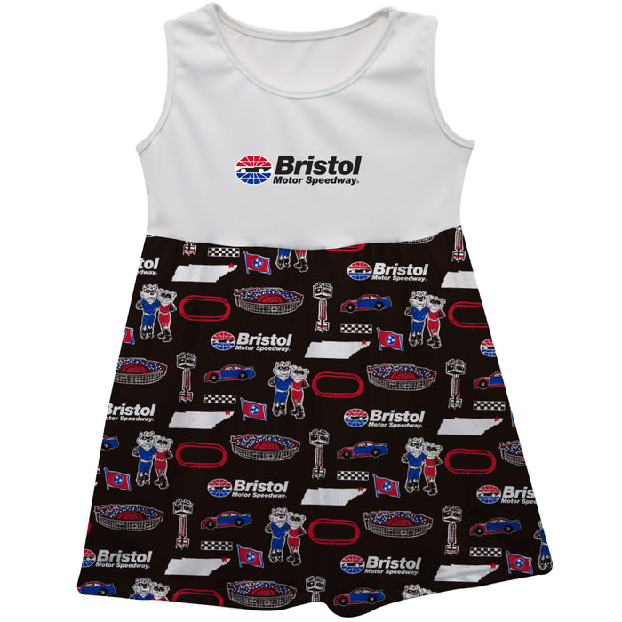 NASCAR Bristol Repeat Print Impressions Sleeveless Tank Dress Black