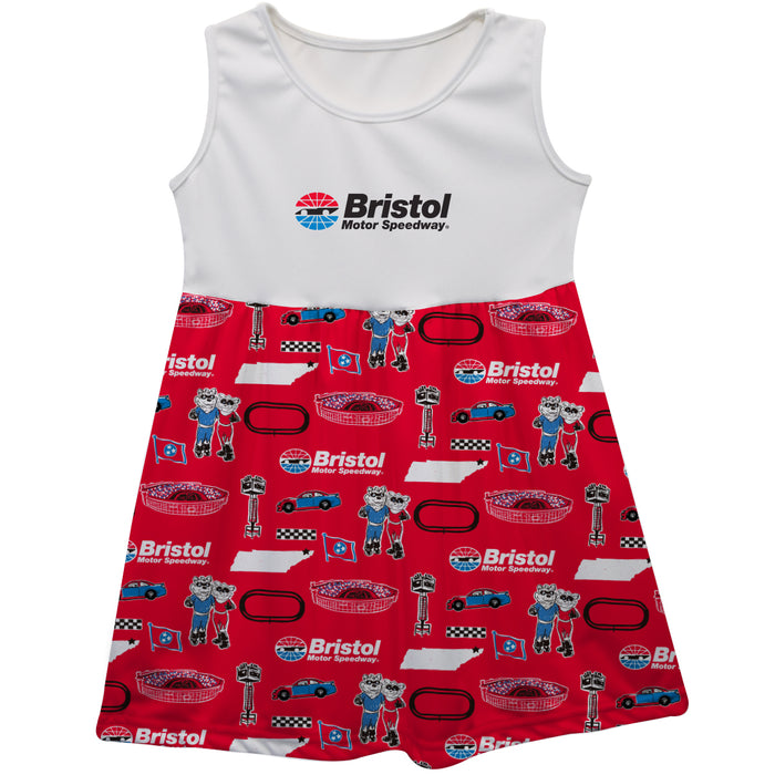 NASCAR Bristol Repeat Print Impressions Sleeveless Tank Dress Red