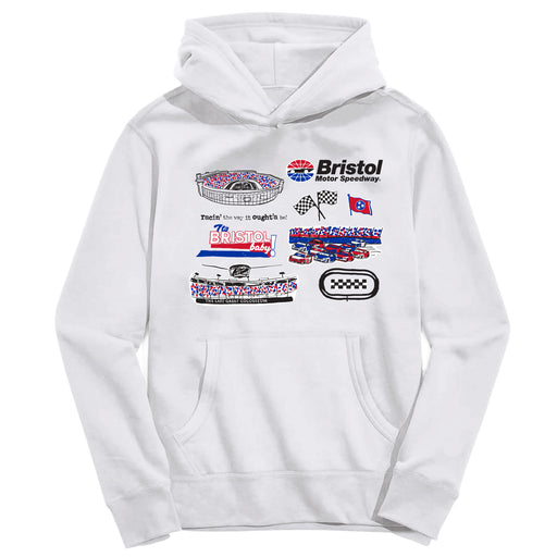 NASCAR Bristol Youth Pullover Cotton Hoodie White