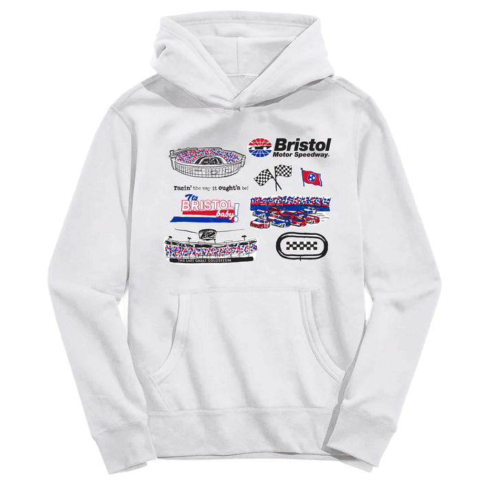 NASCAR Bristol Youth Pullover Cotton Hoodie White