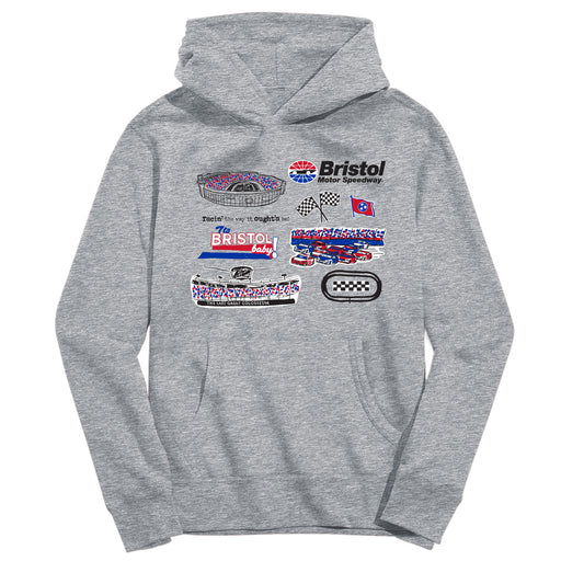 NASCAR Bristol Youth Pullover Cotton Hoodie Gray