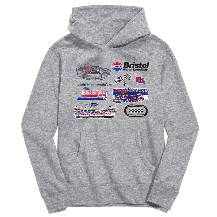 NASCAR Bristol Youth Pullover Cotton Hoodie Gray