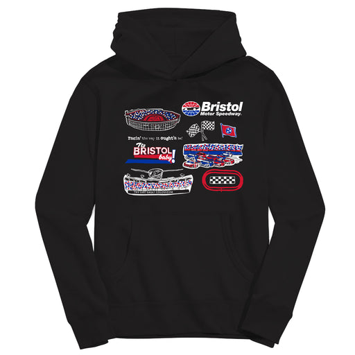 NASCAR Bristol Youth Pullover Cotton Hoodie Black