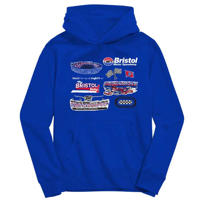 NASCAR Bristol Youth Pullover Cotton Hoodie Royal