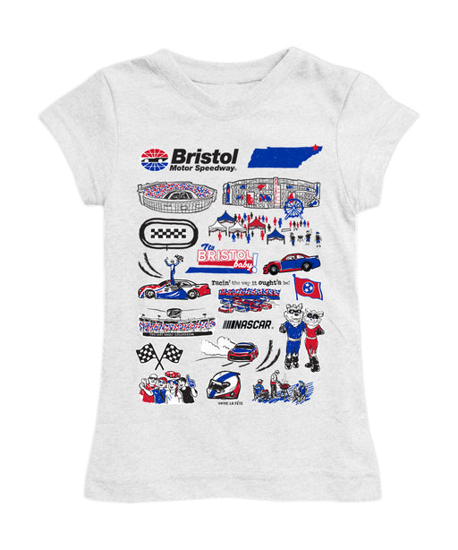 NASCAR Bristol Girl´s Fitted Cotton T-shirt White