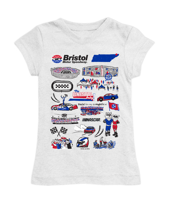 NASCAR Bristol Girl´s Fitted Cotton T-shirt White