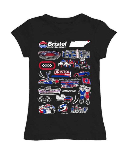 NASCAR Bristol Girl´s Fitted Cotton T-shirt Black