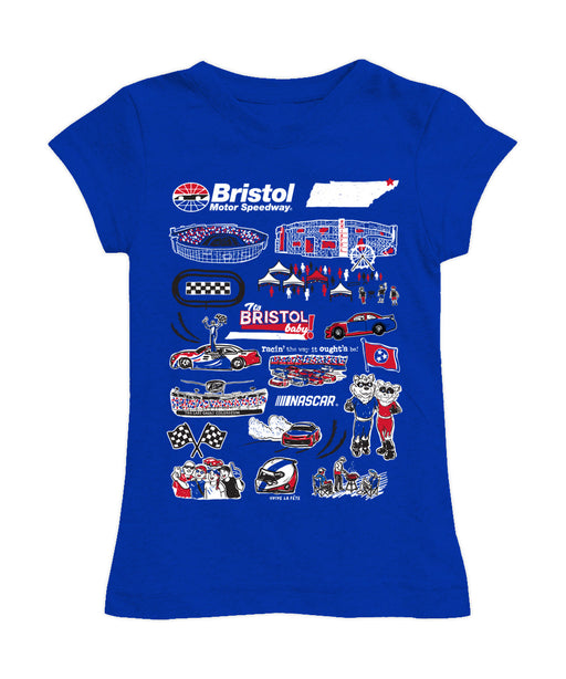 NASCAR Bristol Girl´s Fitted Cotton T-shirt Royal