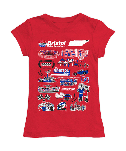 NASCAR Bristol Girl´s Fitted Cotton T-shirt Red