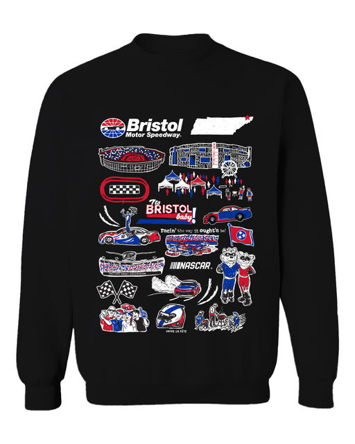 NASCAR Bristol Womens Cotton Crewneck Pullover Sweatshirt Black