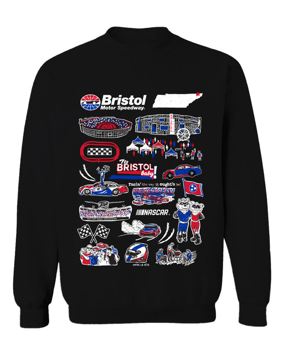 NASCAR Bristol Womens Cotton Crewneck Pullover Sweatshirt Black