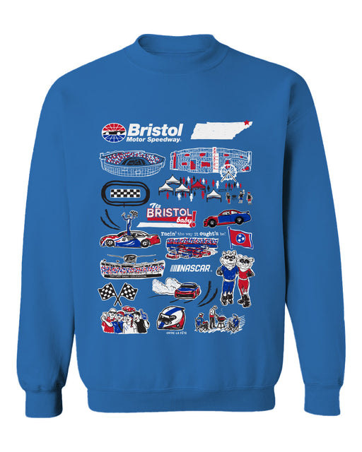 NASCAR Bristol Womens Cotton Crewneck Pullover Sweatshirt Royal