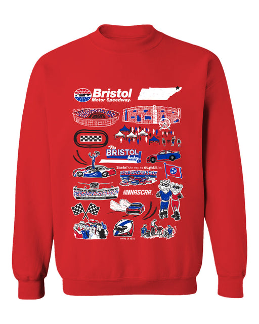 NASCAR Bristol Womens Cotton Crewneck Pullover Sweatshirt Red