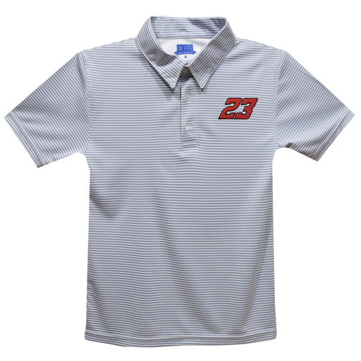 Bubba Wallace Vive La Fete Pencil Stripe Polo - Gray