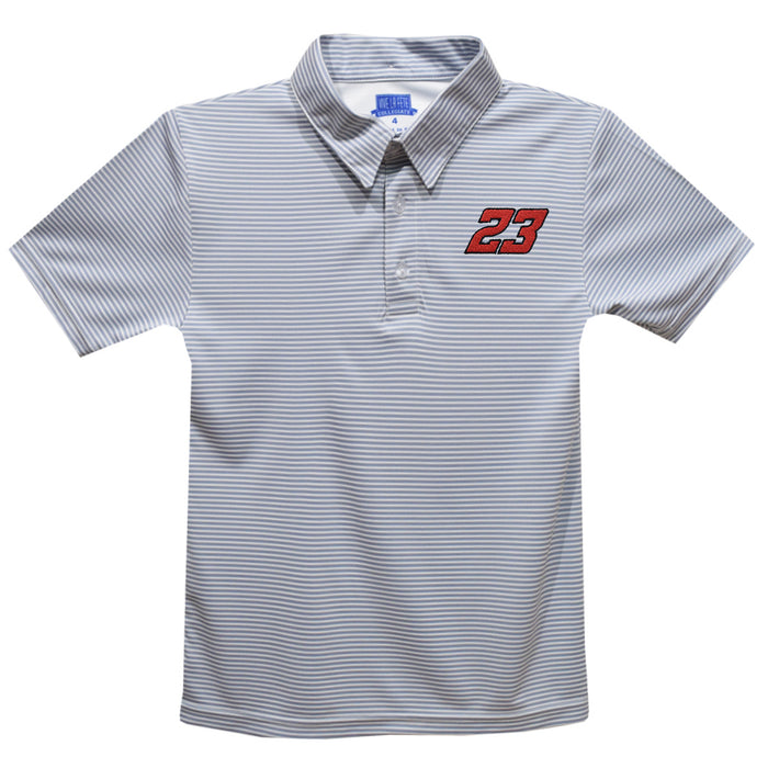 Bubba Wallace Vive La Fete Pencil Stripe Polo - Gray