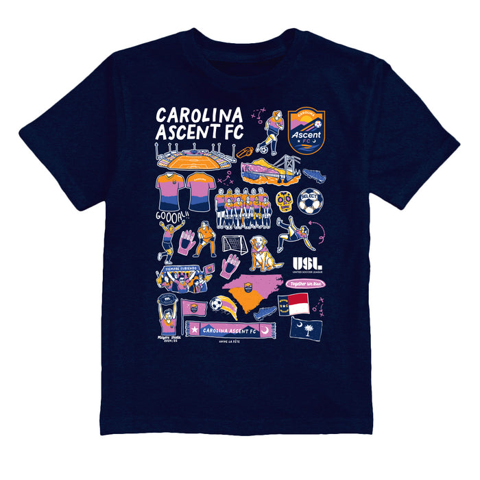 Carolina Ascent Impressions Artwork Navy Youth Cotton T-Shirt