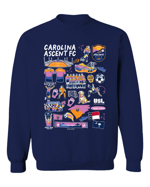Carolina Ascent Cotton Crewneck Pullover Sweatshirt Navy Womens
